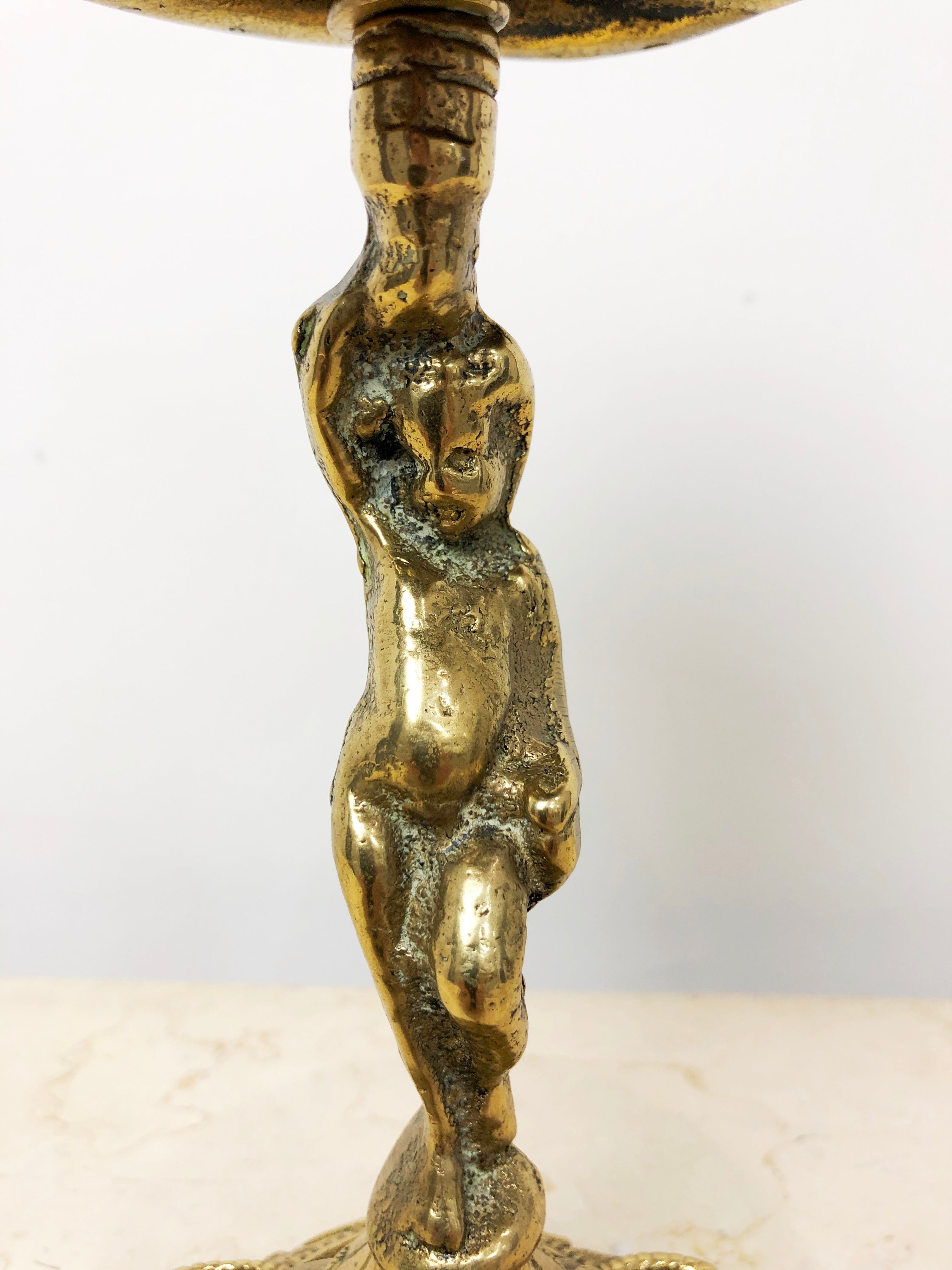Antique Ornate BRASS Figural Cherub Service Call Hotel Tabletop Bell | Adelaide Clocks