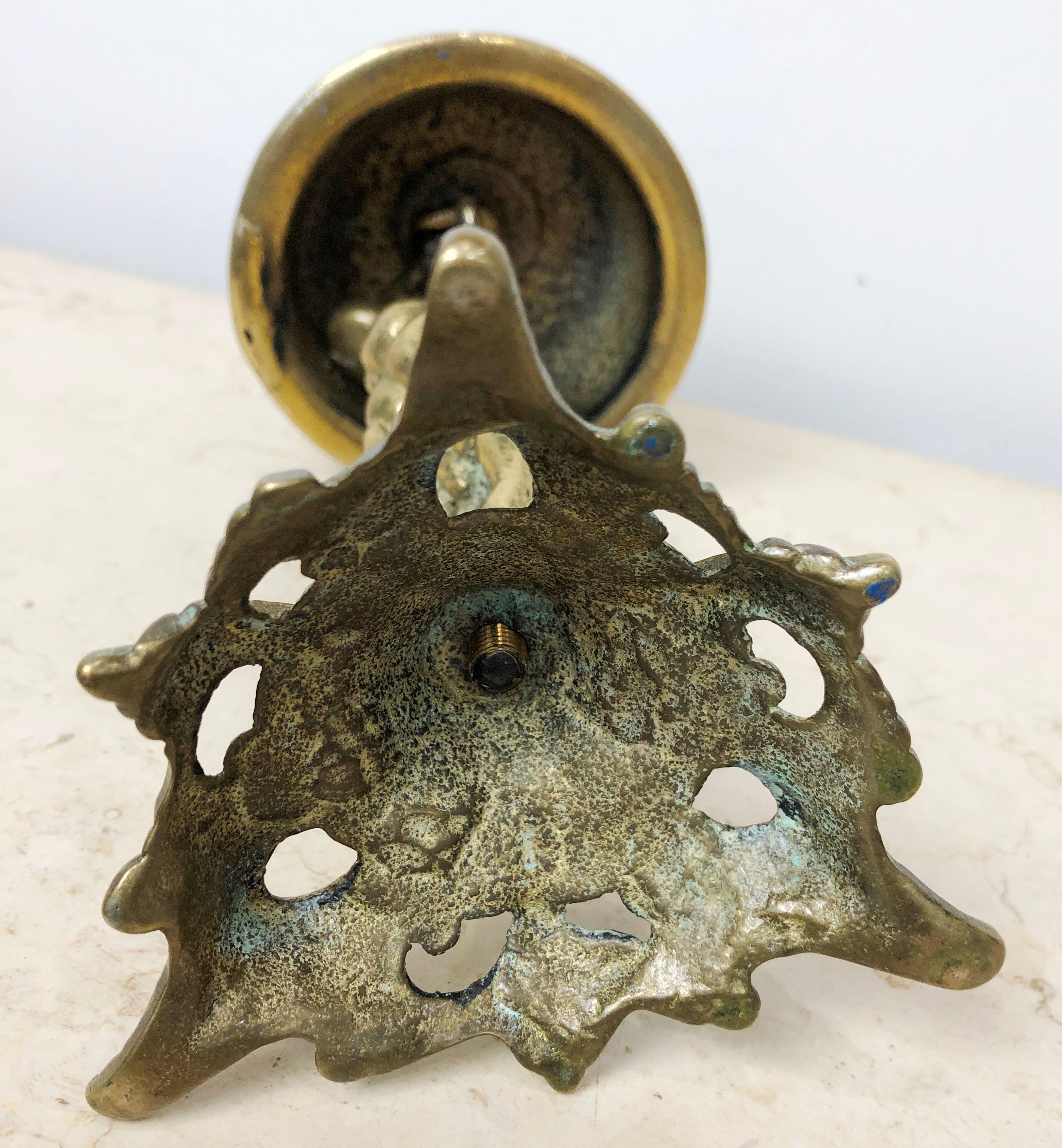 Antique Ornate BRASS Figural Cherub Service Call Hotel Tabletop Bell | Adelaide Clocks