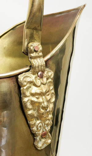 Vintage Copper & Brass Delft Handle Coal Scuttle Pot | eXibit collection