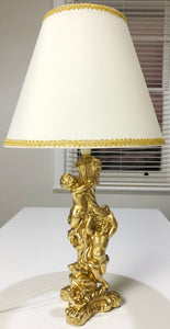 Vintage Ornate Gold Cherub Table Lamp | eXibit collection