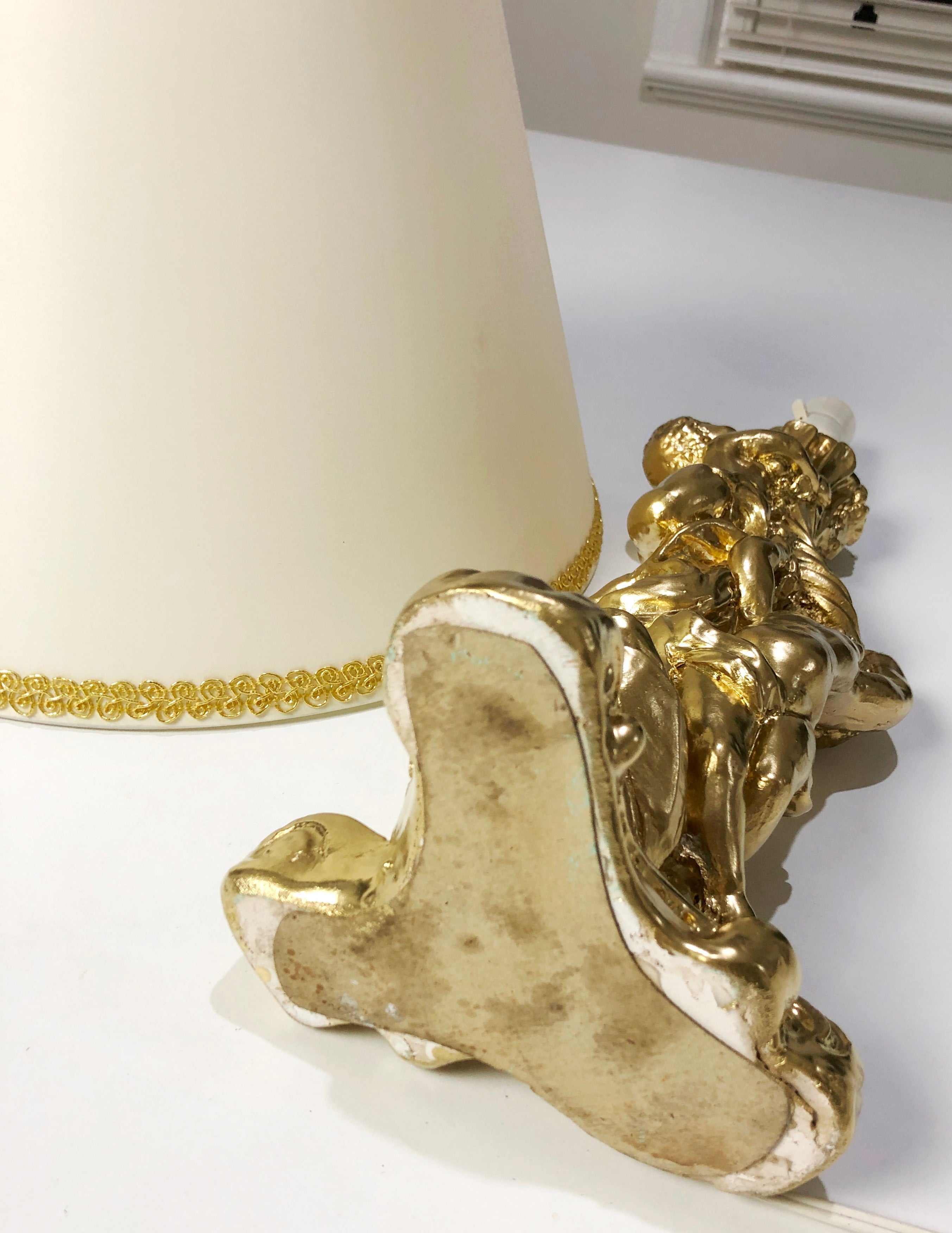 Vintage Ornate Gold Cherub Table Lamp | eXibit collection