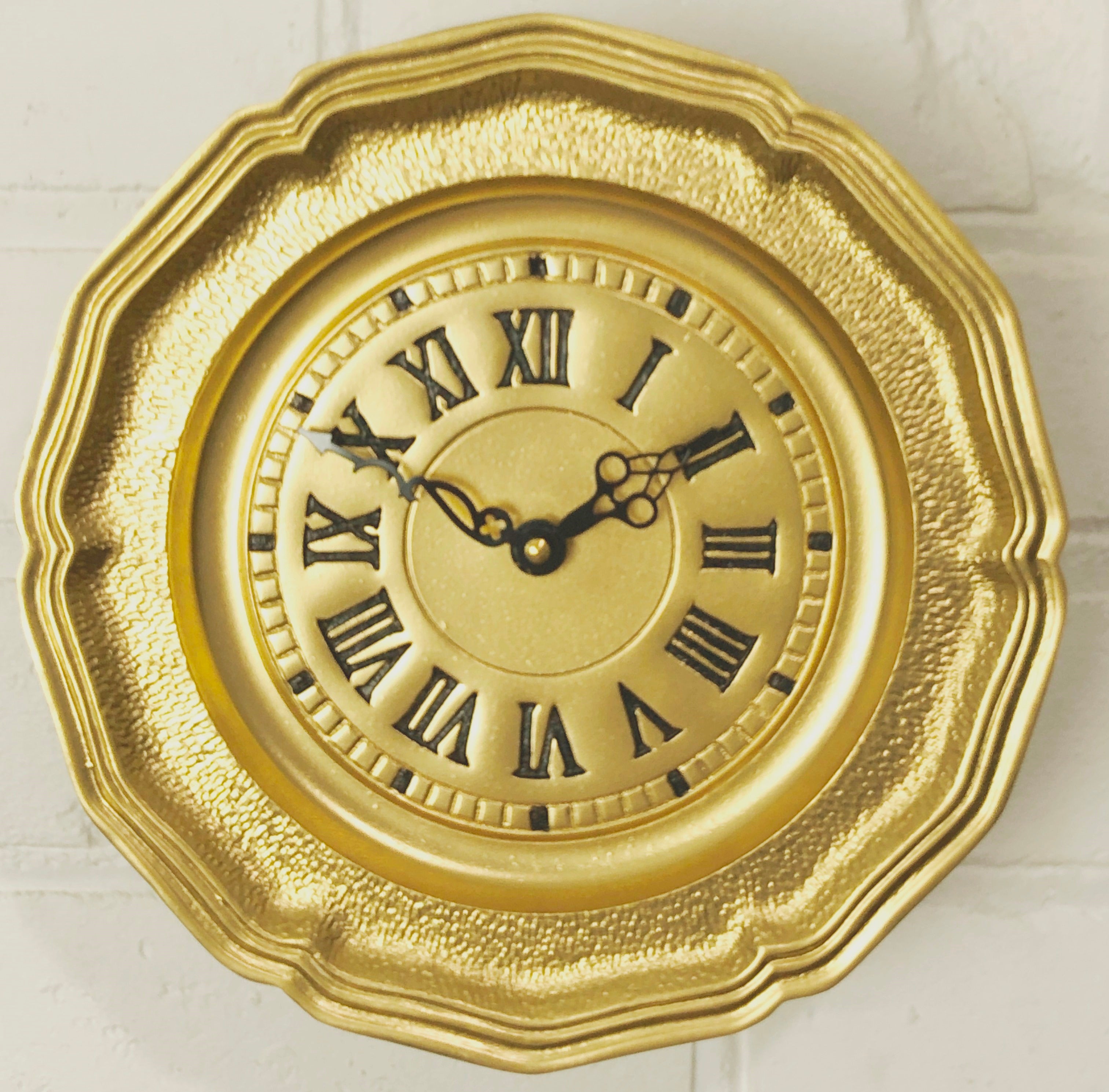 Vintage Ornate Solid Brass Plate Battery Wall Clock | eXibit collection