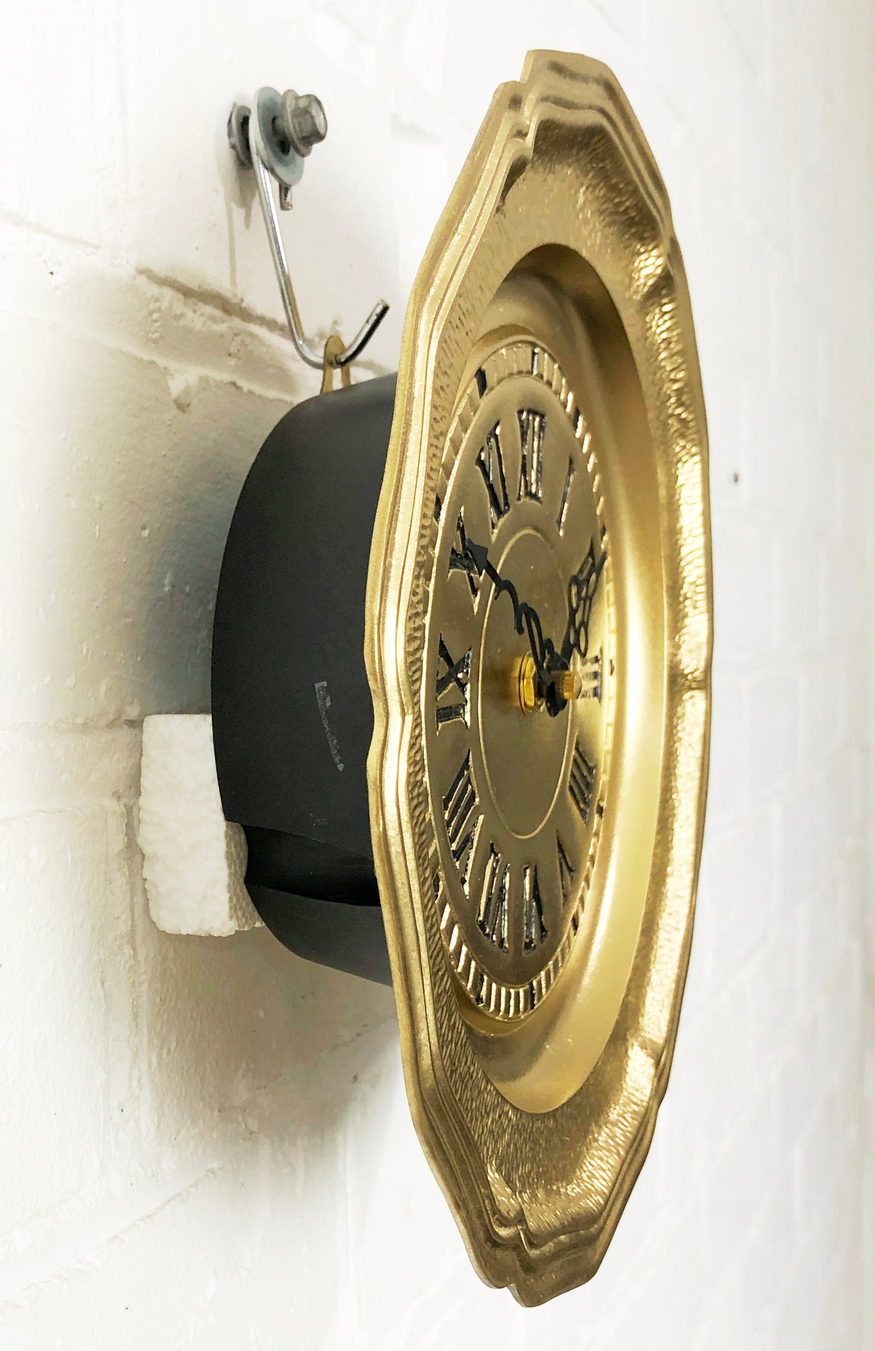 Vintage Ornate Solid Brass Plate Battery Wall Clock | eXibit collection