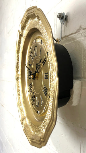 Vintage Ornate Solid Brass Plate Battery Wall Clock | eXibit collection