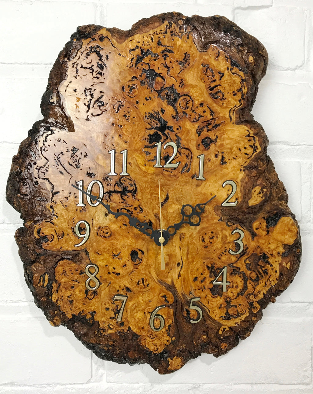 Tasmanian Oak Mulga Burl Battery Clock | eXibit collection