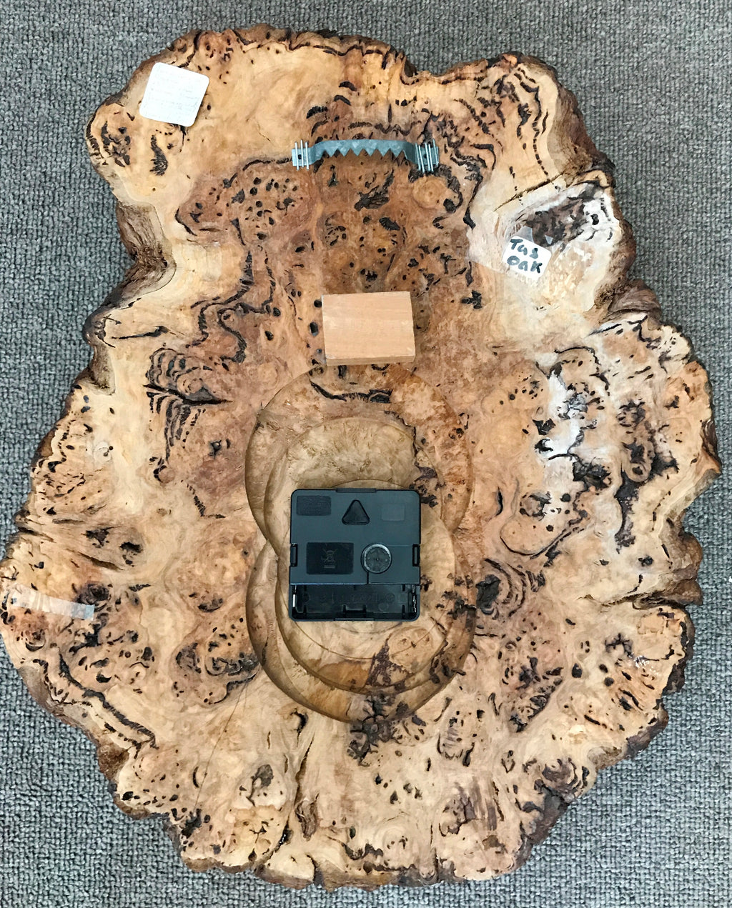 Tasmanian Oak Mulga Burl Battery Clock | eXibit collection