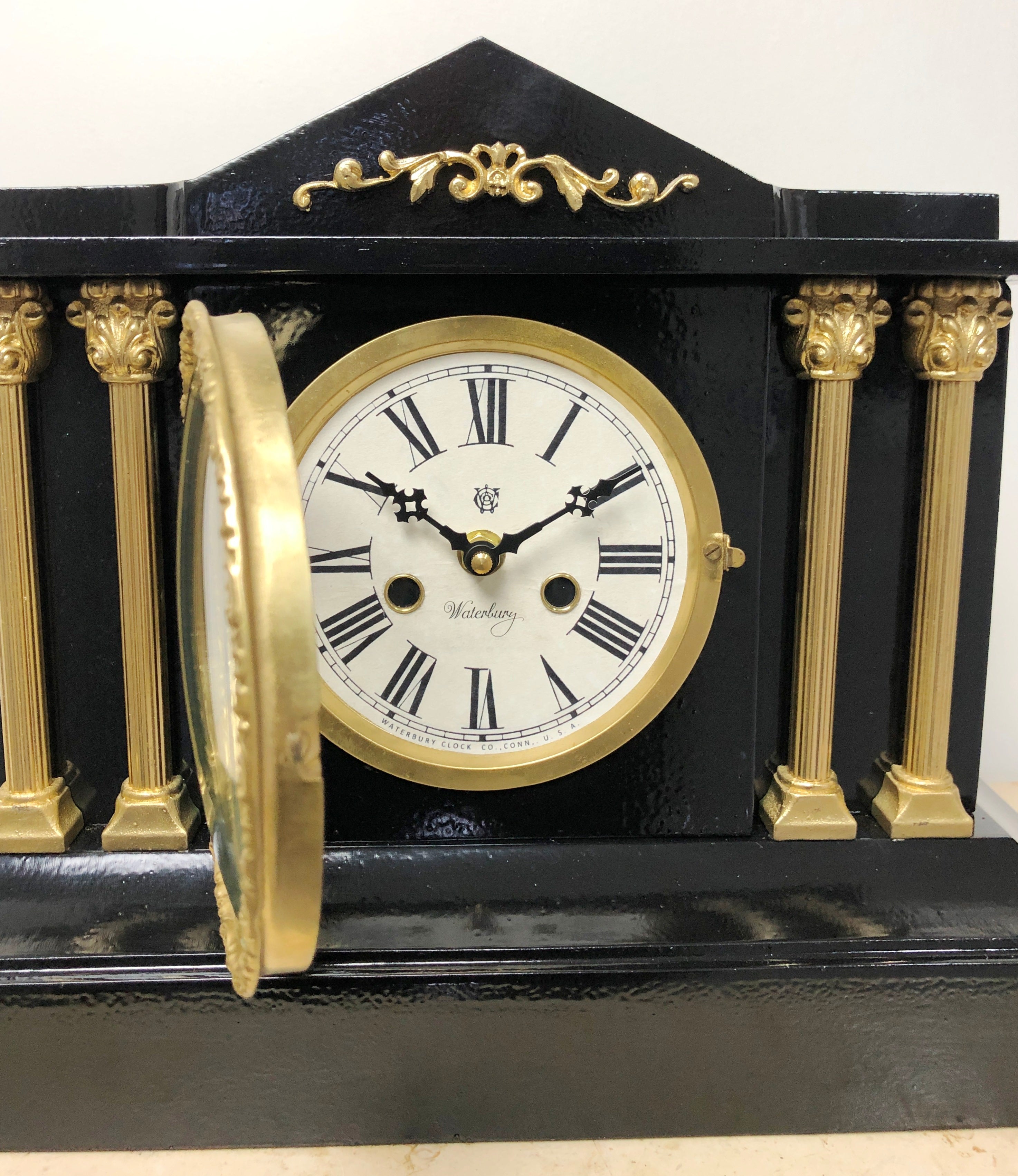 Antique WATERBURY Cast Iron Mantel Clock | eXibit collection