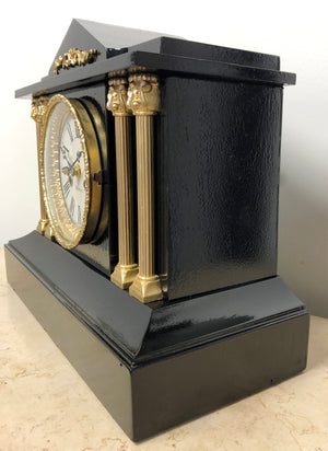 Antique WATERBURY Cast Iron Mantel Clock | eXibit collection