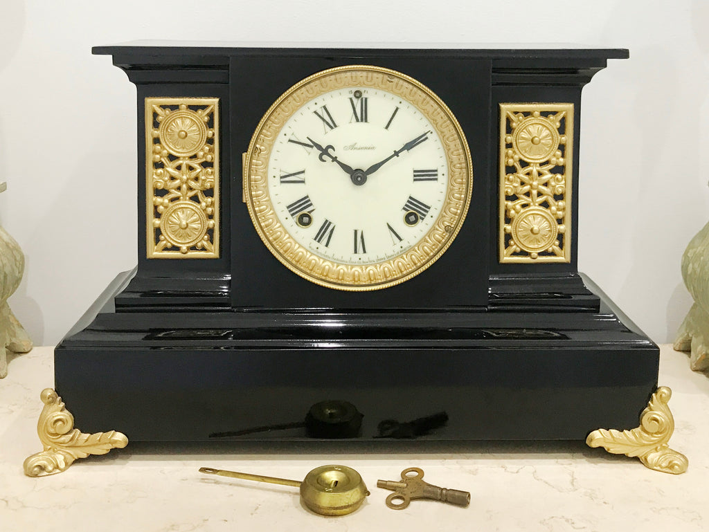 Antique ANSONIA Cast Iron Mantel Clock | eXibit collection