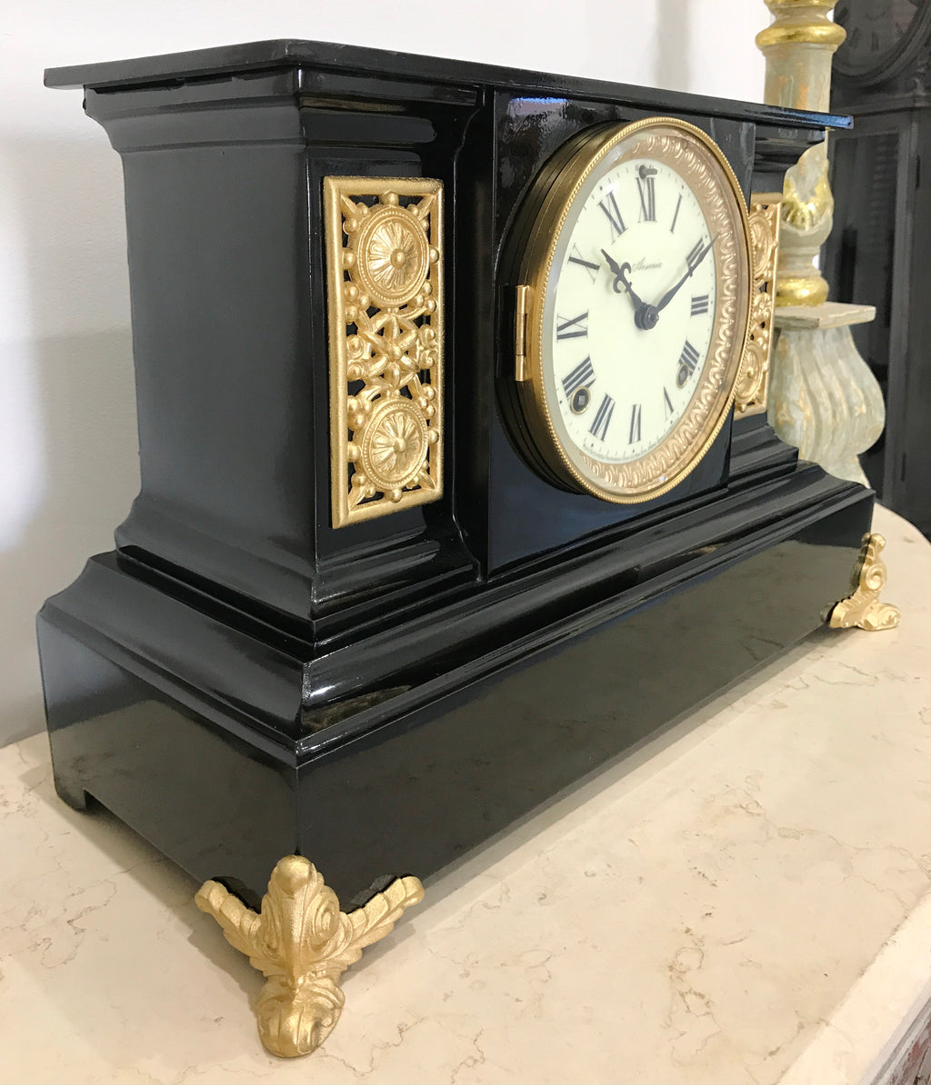 Antique ANSONIA Cast Iron Mantel Clock | eXibit collection