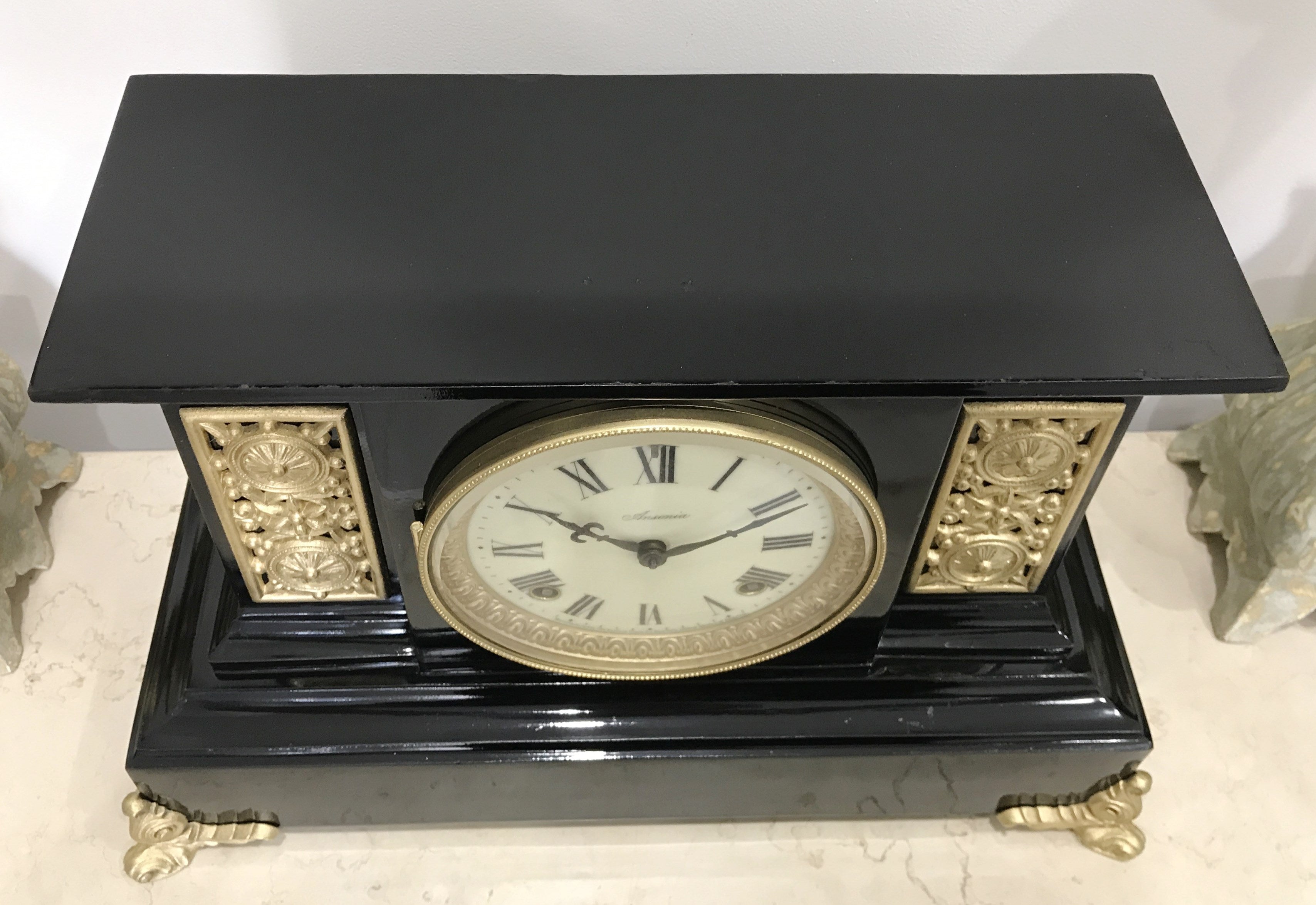 Antique ANSONIA Cast Iron Mantel Clock | eXibit collection