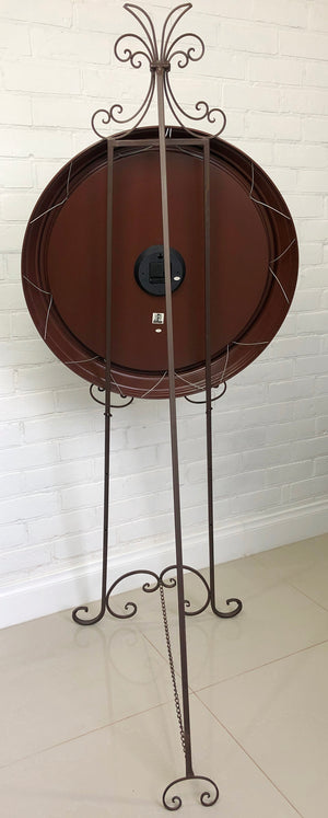 LARGE 70CM Round Metal Vintage Style Battery Clock on Display Easel | eXibit collection