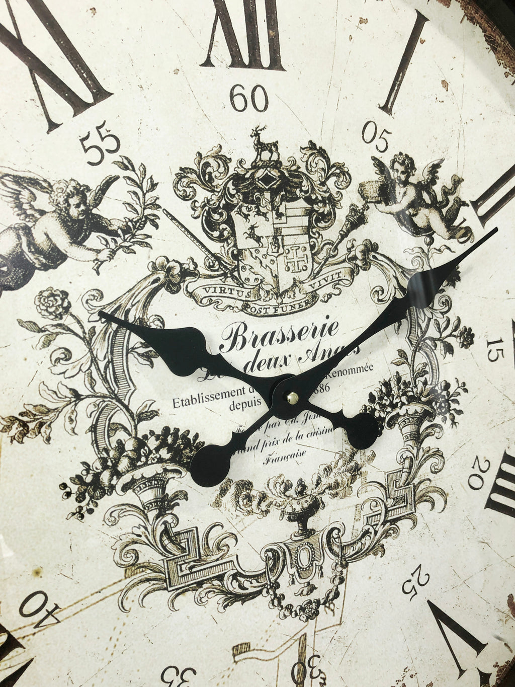 LARGE 70CM Round Metal Vintage Style Battery Clock on Display Easel | Adelaide Clocks