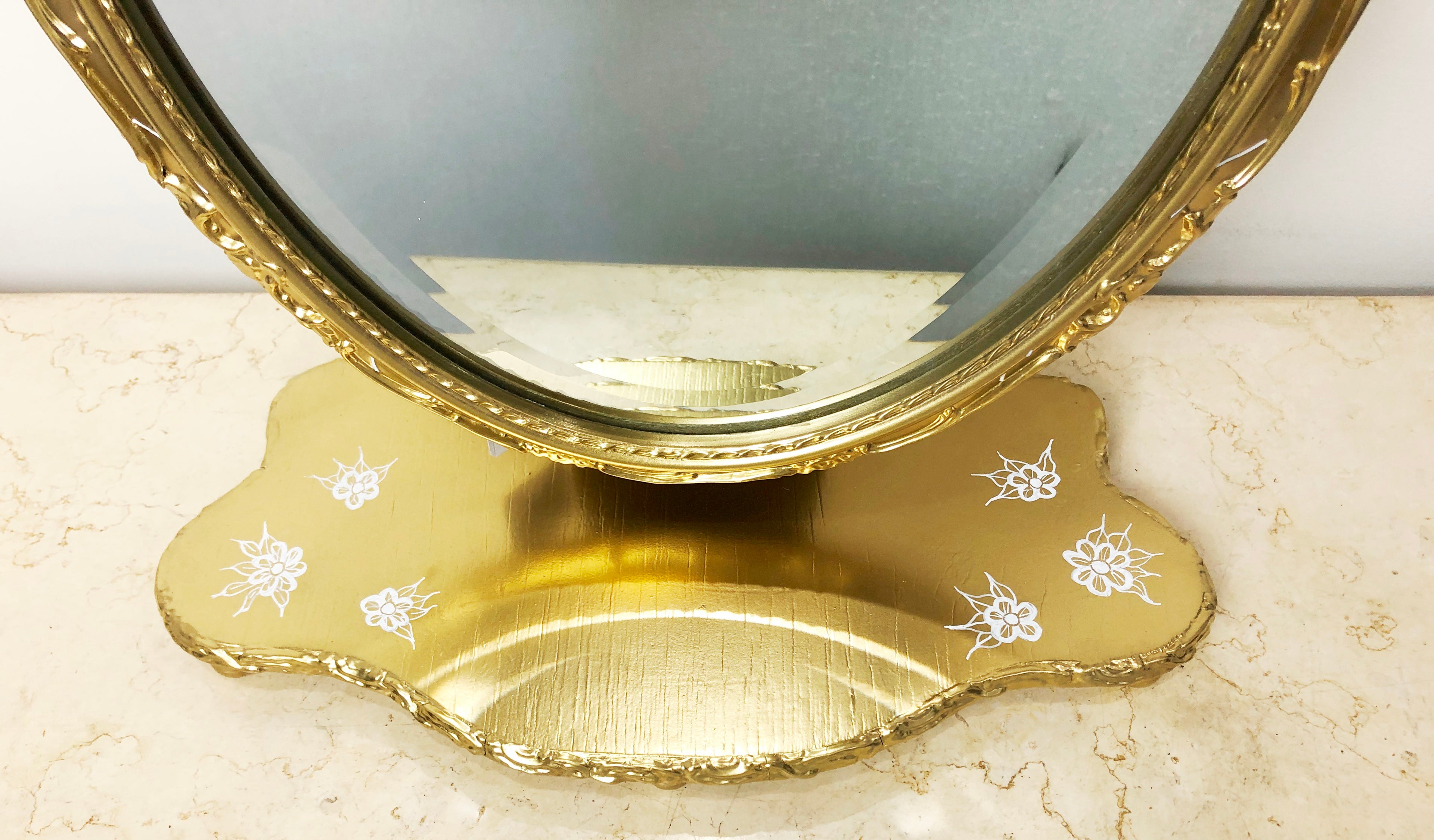 Vintage Ornate Wooden Vanity Gold Dressing Mirror | Adelaide Clocks