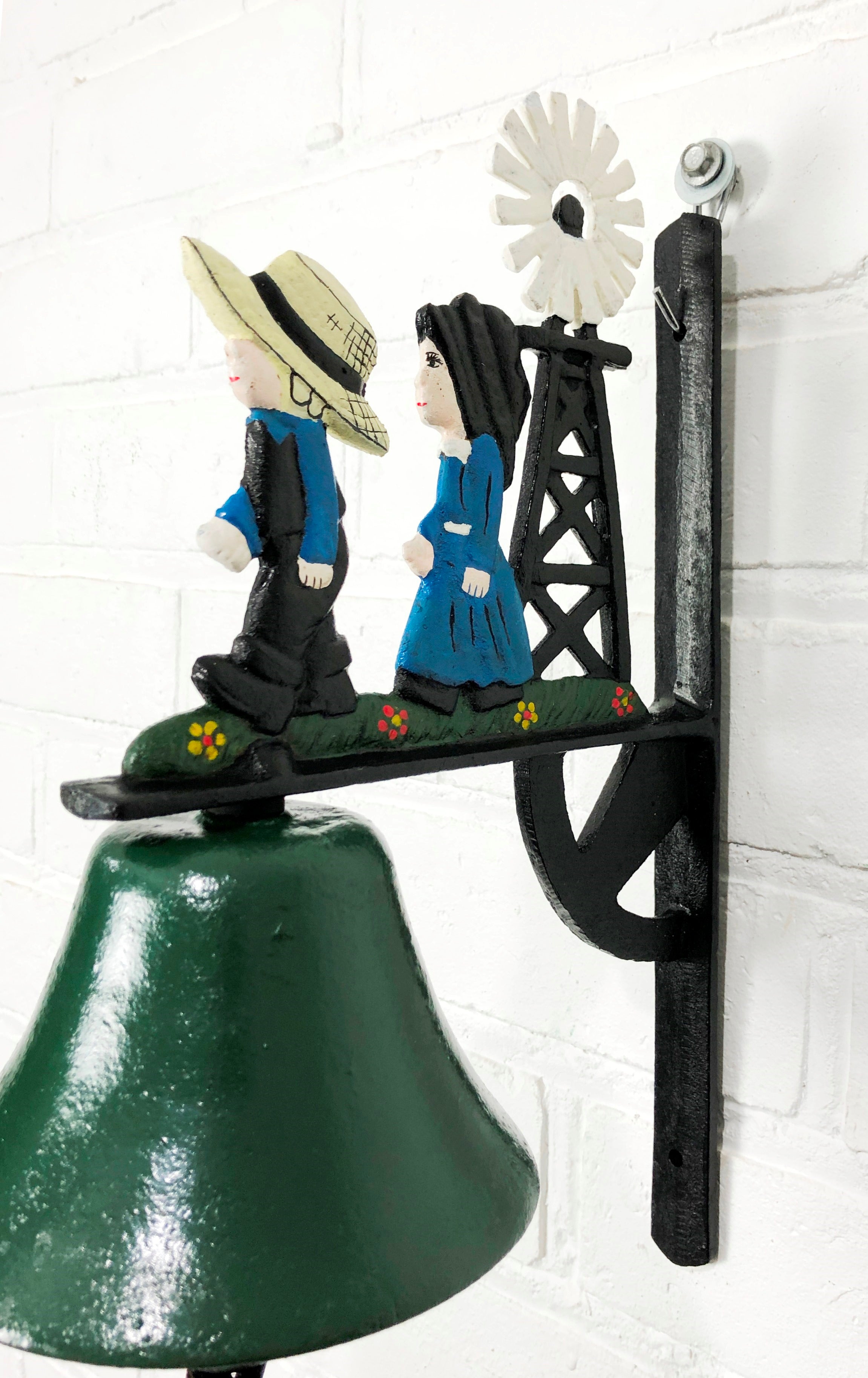 Vintage Cast Iron Wall Mount Farmer Door Bell | eXibit collection