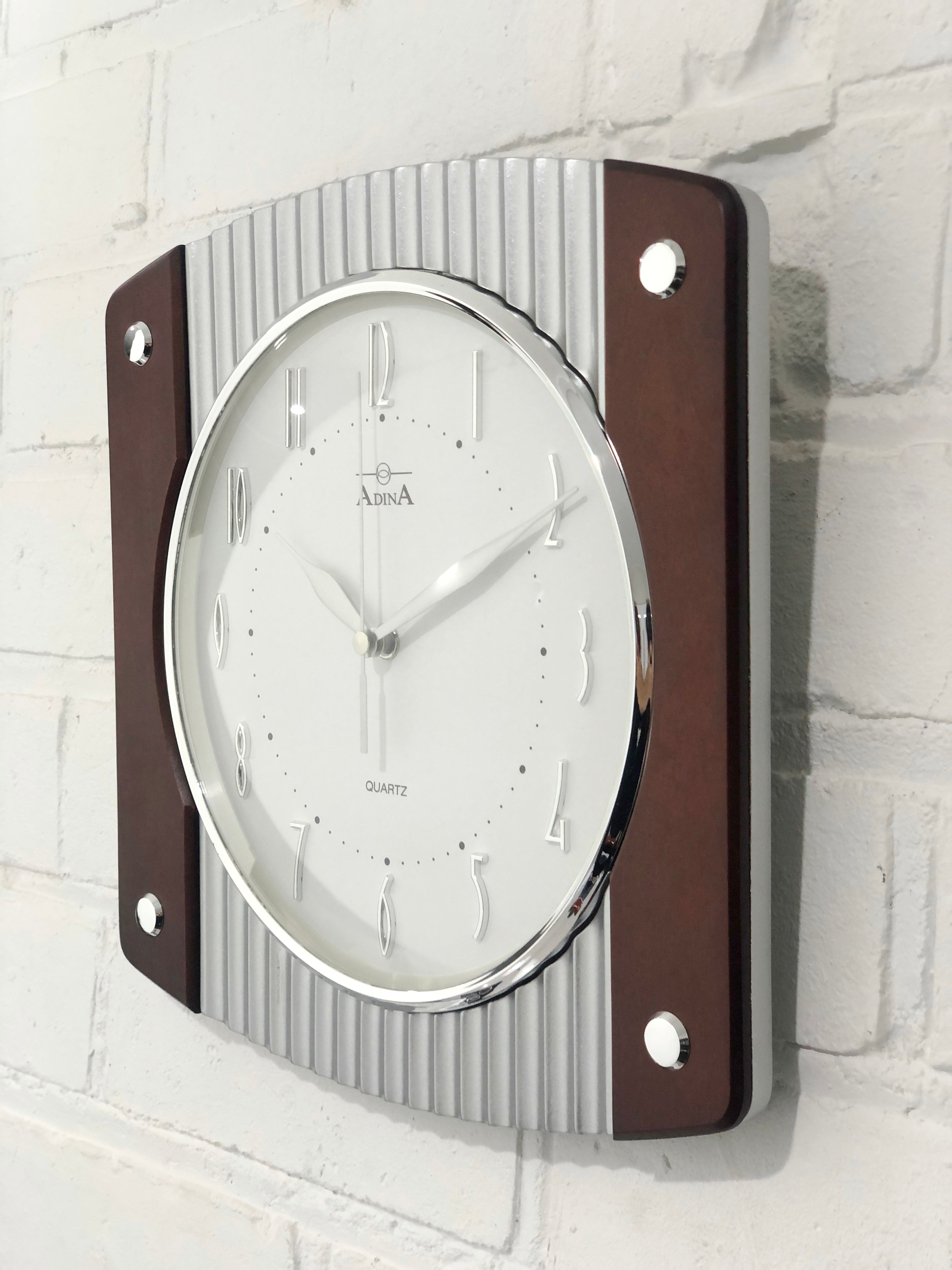 NEW Walnut Wood Adina Quartz Mantel Clock | eXibit collection