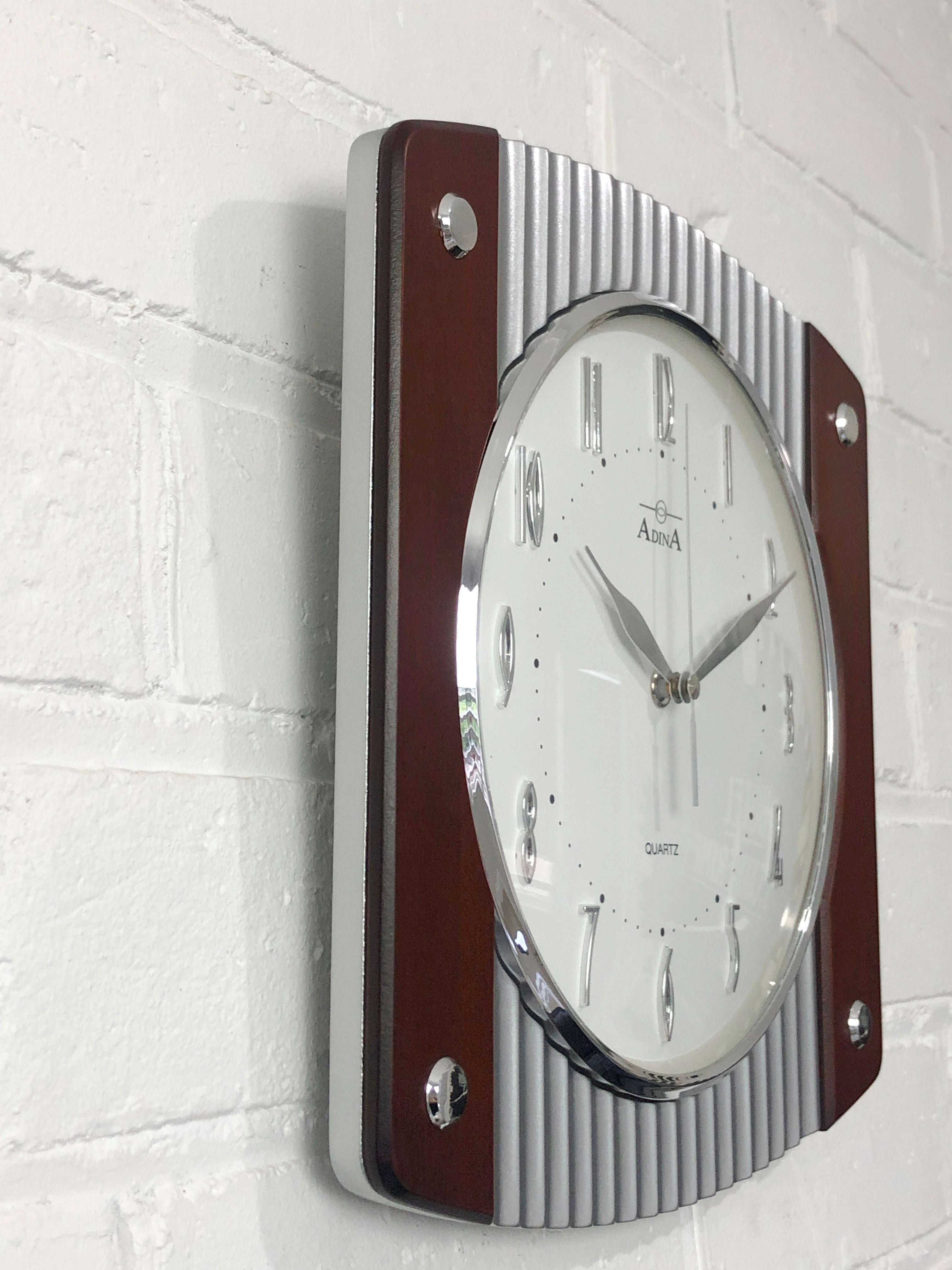 NEW Walnut Wood Adina Quartz Mantel Clock | eXibit collection