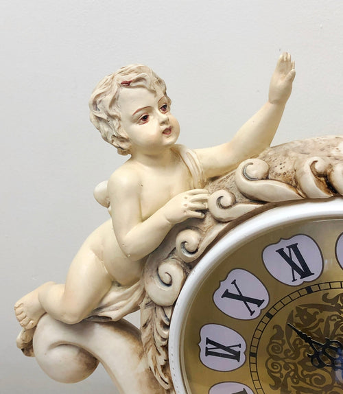 Vintage Lady with Cherubs / Cupids Battery Mantel Clock | Adelaide Clocks