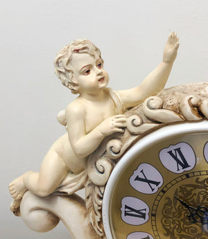 Vintage Lady with Cherubs / Cupids Battery Mantel Clock | eXibit collection