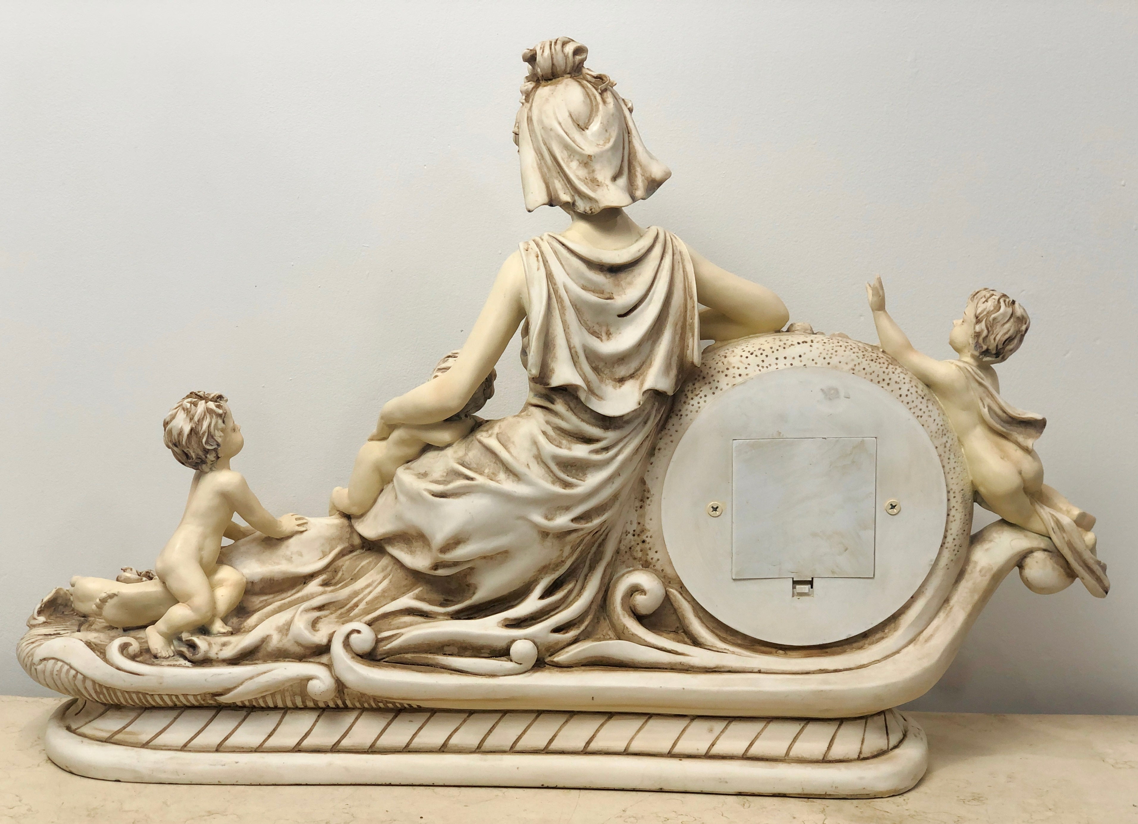 Vintage Lady with Cherubs / Cupids Battery Mantel Clock | eXibit collection