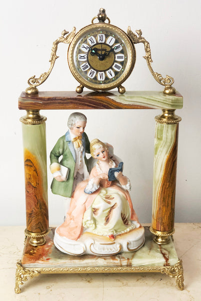 Vintage West German Onyx Alarm Mantel Clock | eXibit collection