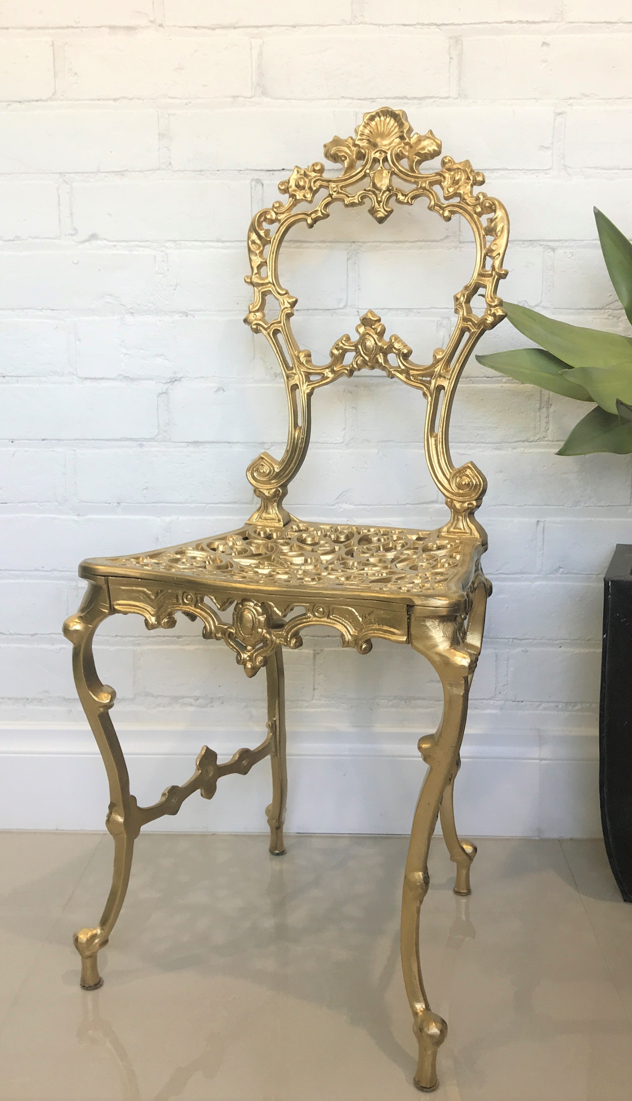 Vintage Cast Ornate Gold Boudoir Chair | eXibit collection