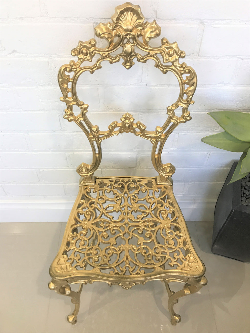 Vintage Cast Ornate Gold Boudoir Chair | eXibit collection