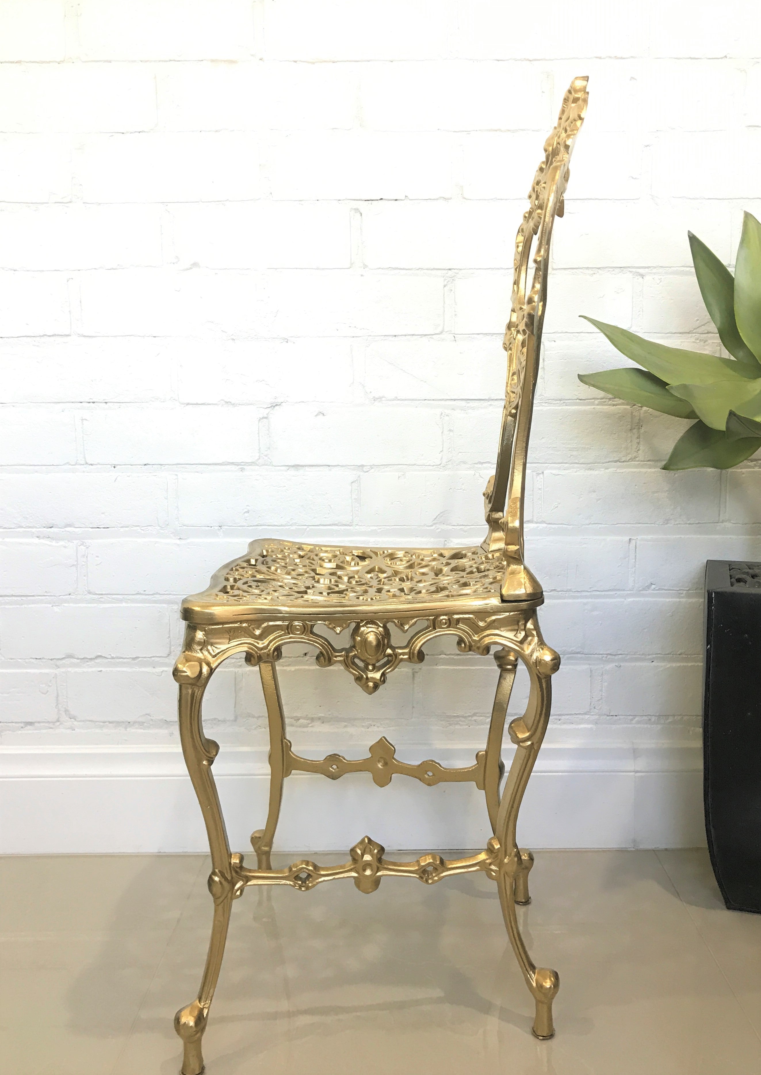 Vintage Cast Ornate Gold Boudoir Chair | eXibit collection