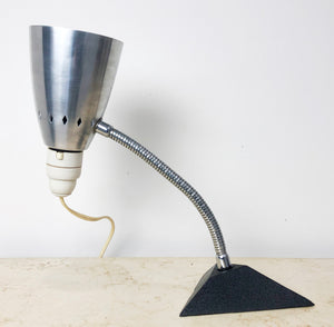 Vintage Anodised and Cast Iron Art Deco Gooseneck Table Lamp