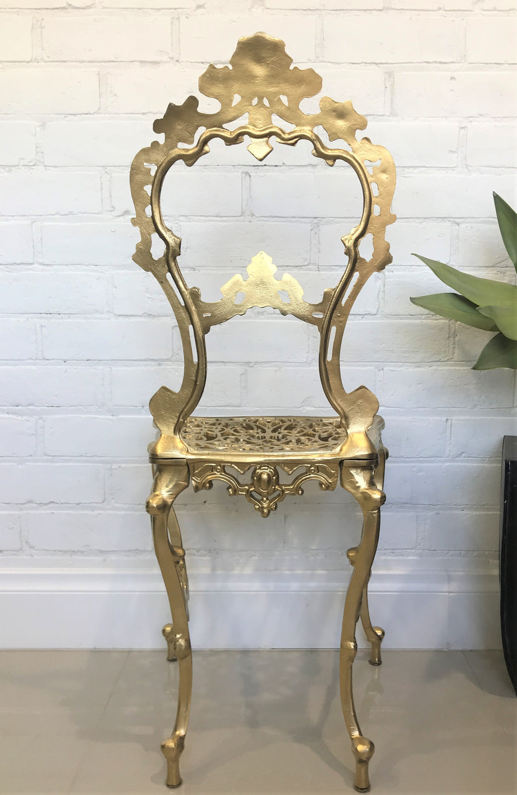 Vintage Cast Ornate Gold Boudoir Chair | eXibit collection