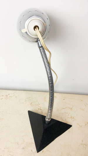 Vintage Anodised and Cast Iron Art Deco Gooseneck Table Lamp