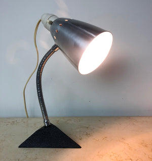 Vintage Anodised and Cast Iron Art Deco Gooseneck Table Lamp