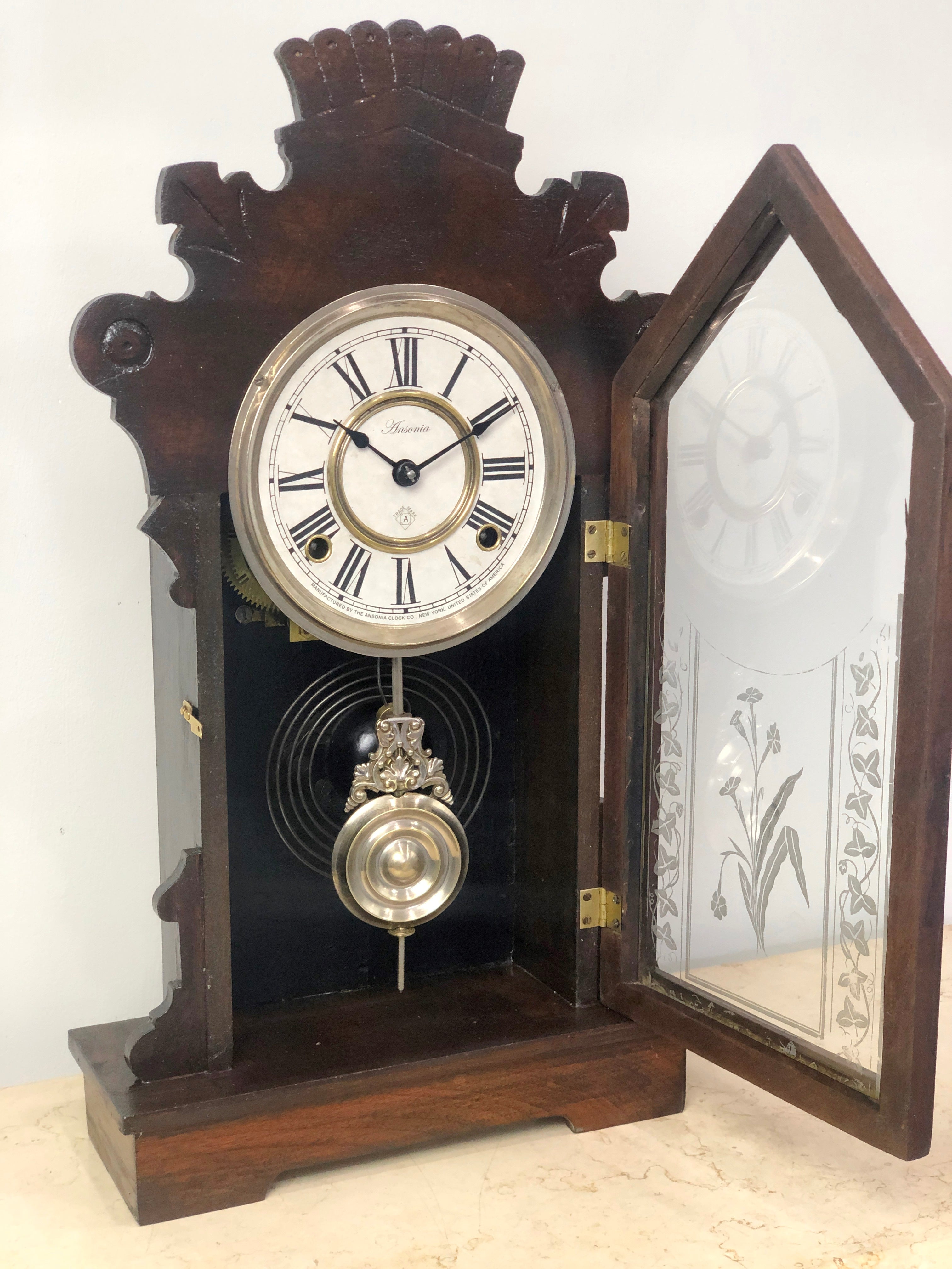 Antique ANSONIA U.S.A Cottage Chime Mantel Clock | eXibit collection