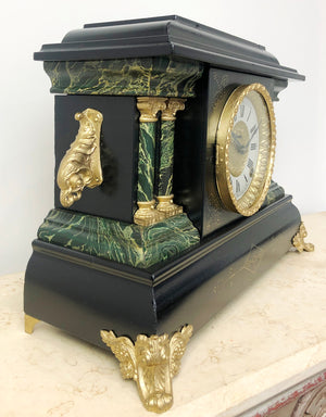  Antique Ingraham U.S.A Bell and Hammer Chime Mantel Clock | eXibit collection