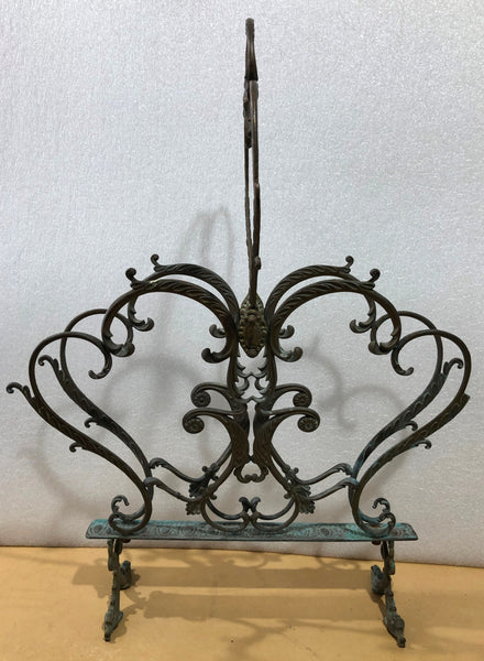 Vintage Baroque Style Ornate Brass Magazine Rack | eXibit collection