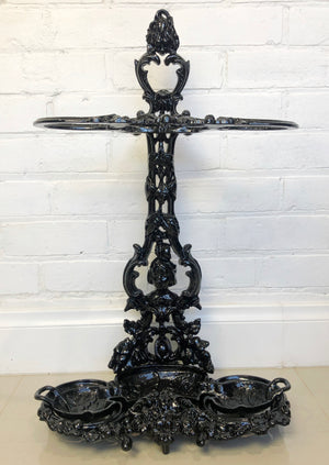 Coalbrookdale Ornate Black Iron Umbrella Stand | eXibit collection