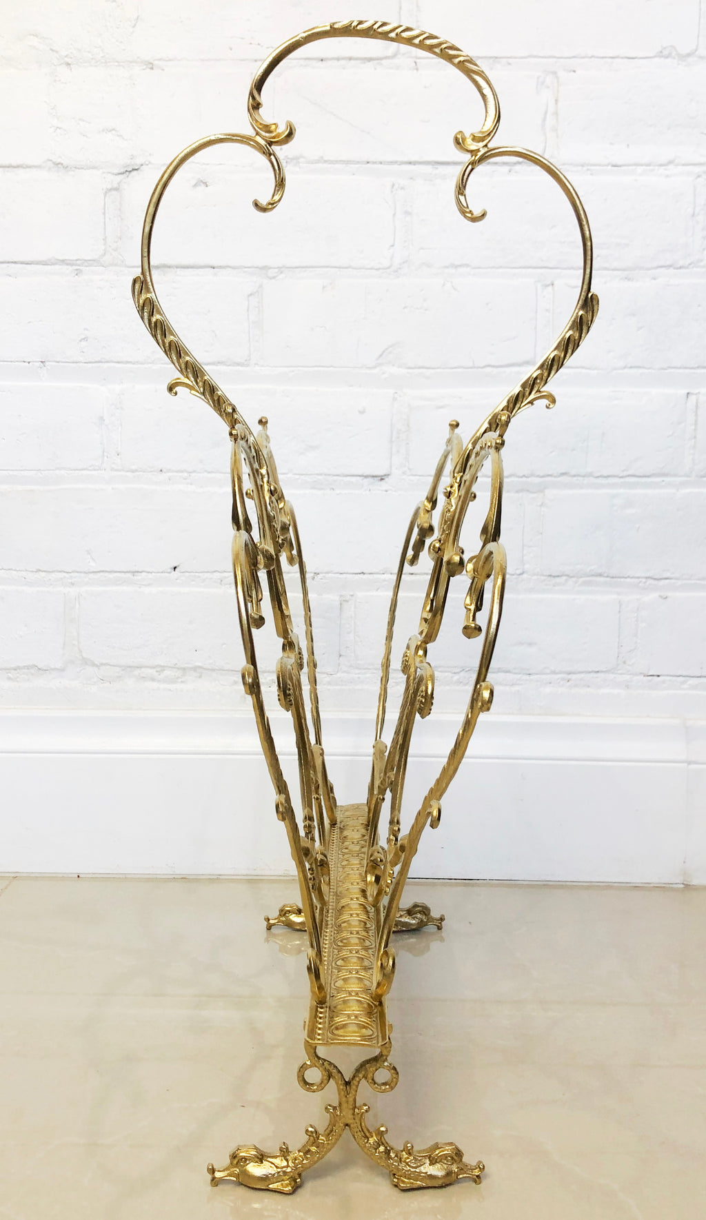 Vintage Baroque Style Ornate Brass Magazine Rack | eXibit collection