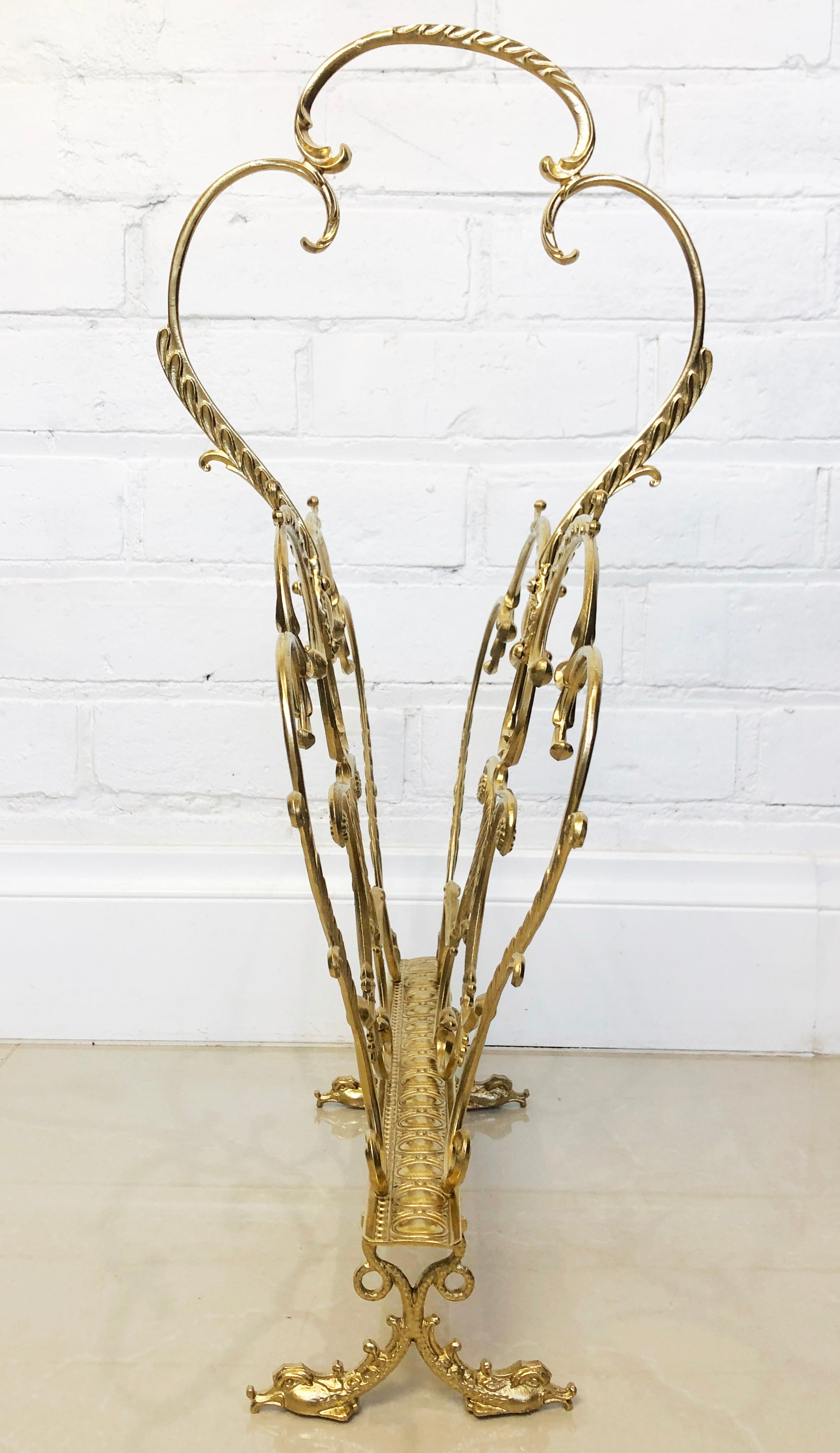 Vintage Baroque Style Ornate Brass Magazine Rack | eXibit collection