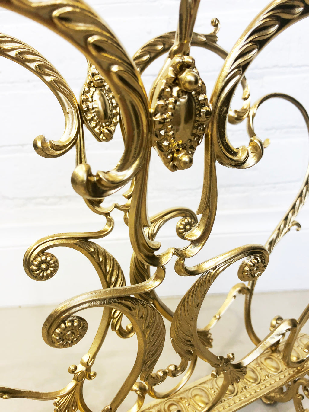 Vintage Baroque Style Ornate Brass Magazine Rack | eXibit collection