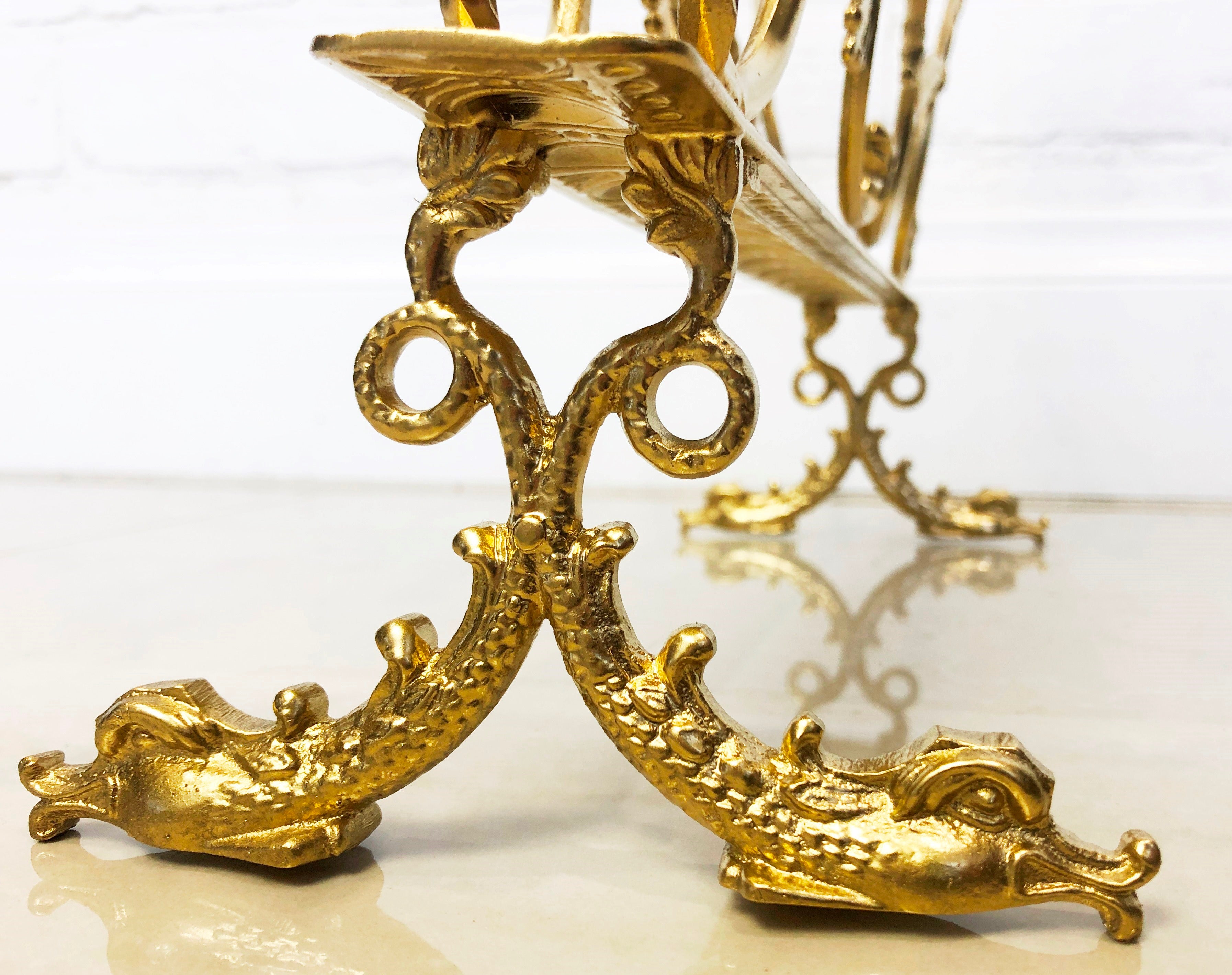 Vintage Baroque Style Ornate Brass Magazine Rack | eXibit collection