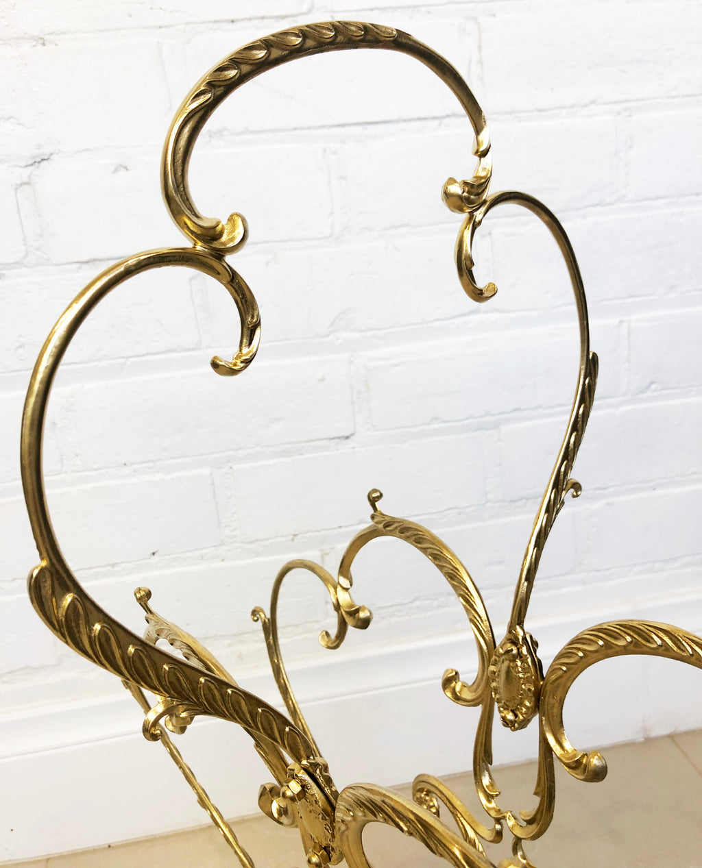 Vintage Baroque Style Ornate Brass Magazine Rack | eXibit collection