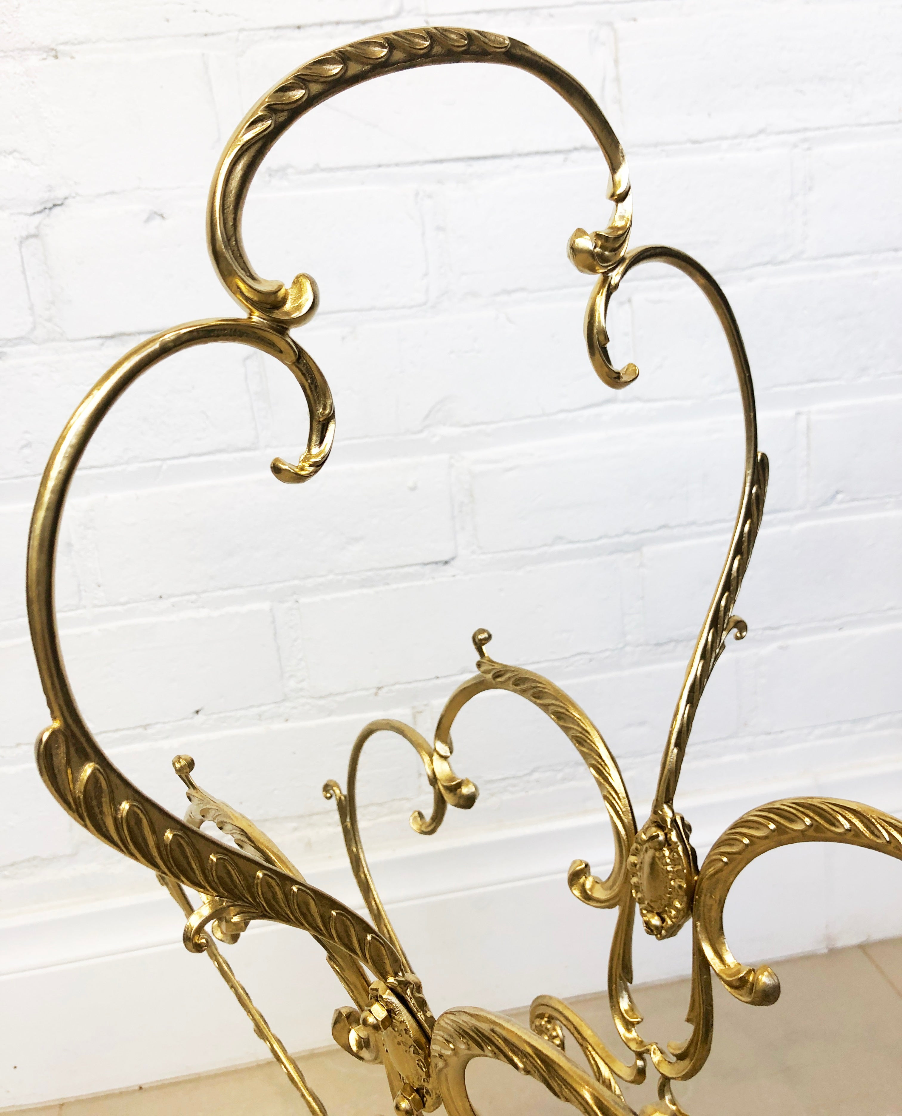 Vintage Baroque Style Ornate Brass Magazine Rack | eXibit collection