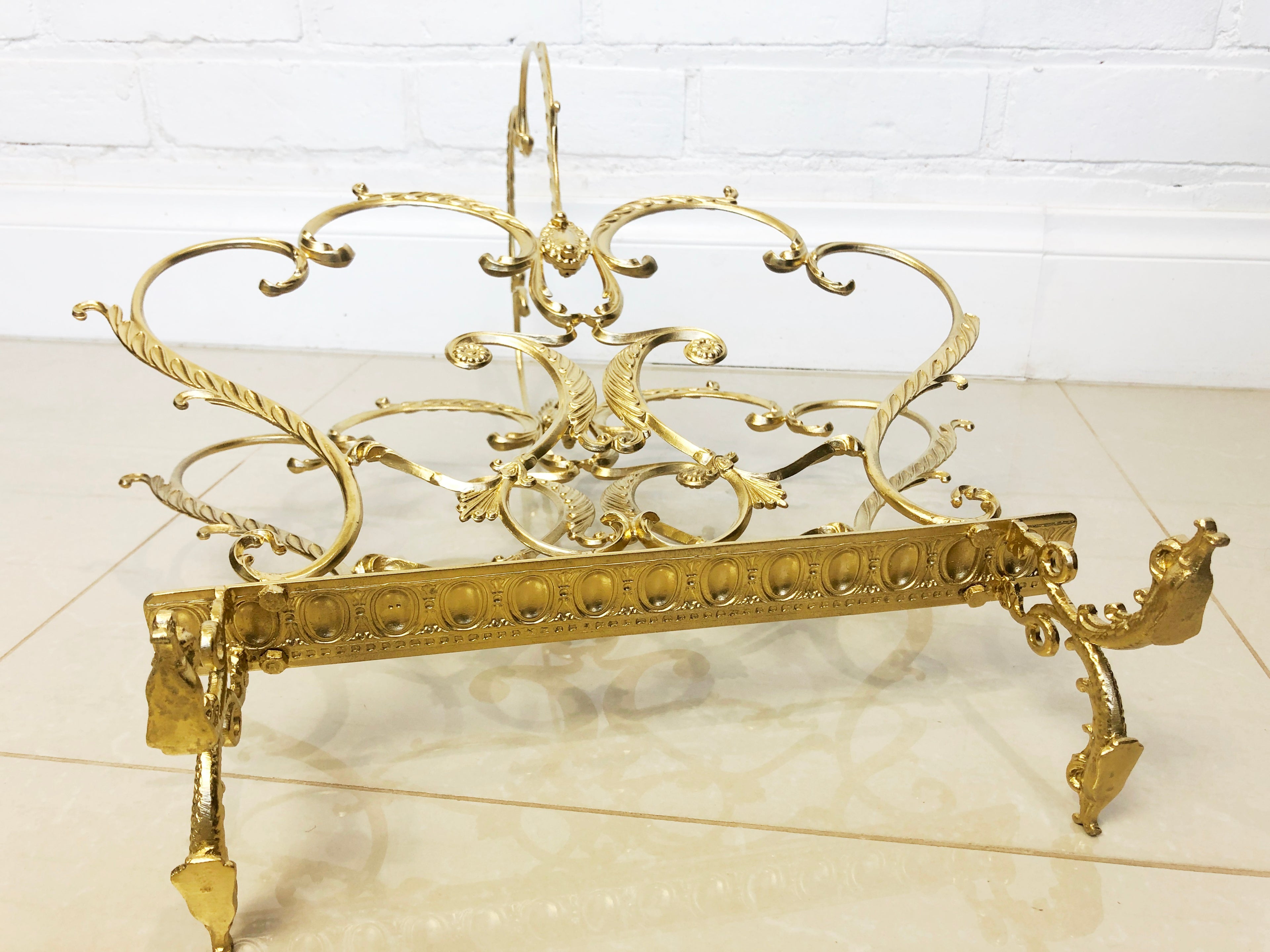 Vintage Baroque Style Ornate Brass Magazine Rack | eXibit collection