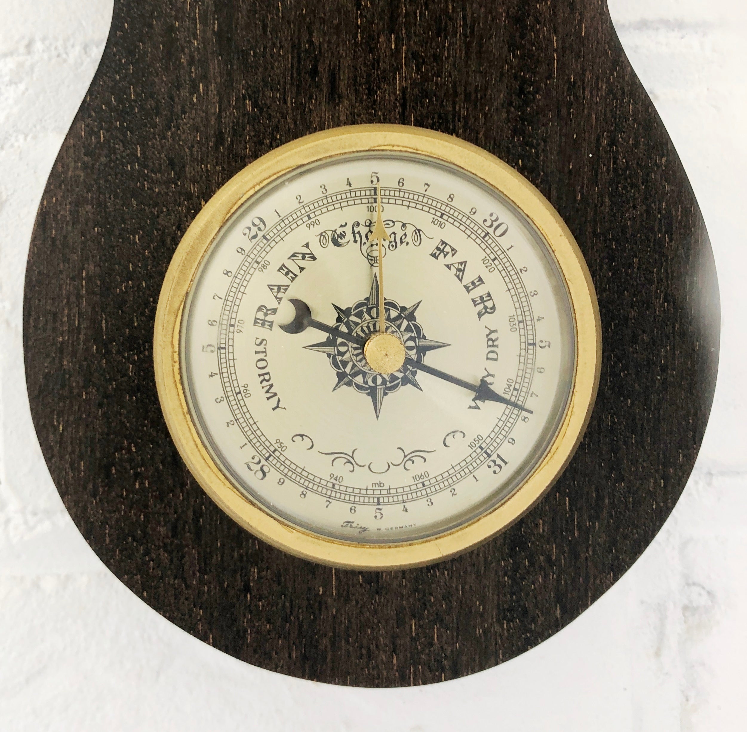 Vintage Banjo Style German Wall Clock with Thermometer | eXibit collection