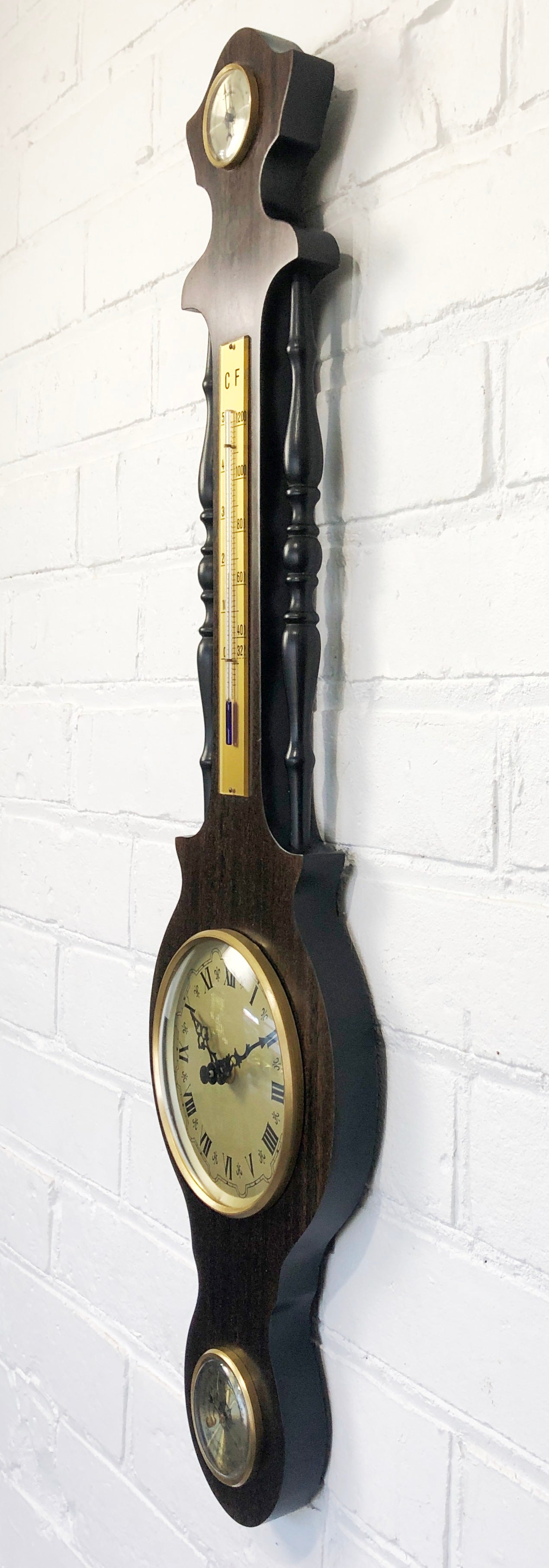 Vintage Banjo Style German Wall Clock with Thermometer | eXibit collection