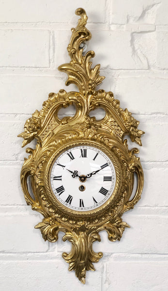 Vintage Original Ornate Figural Gold GERMAN Wall Clock | eXibit collection