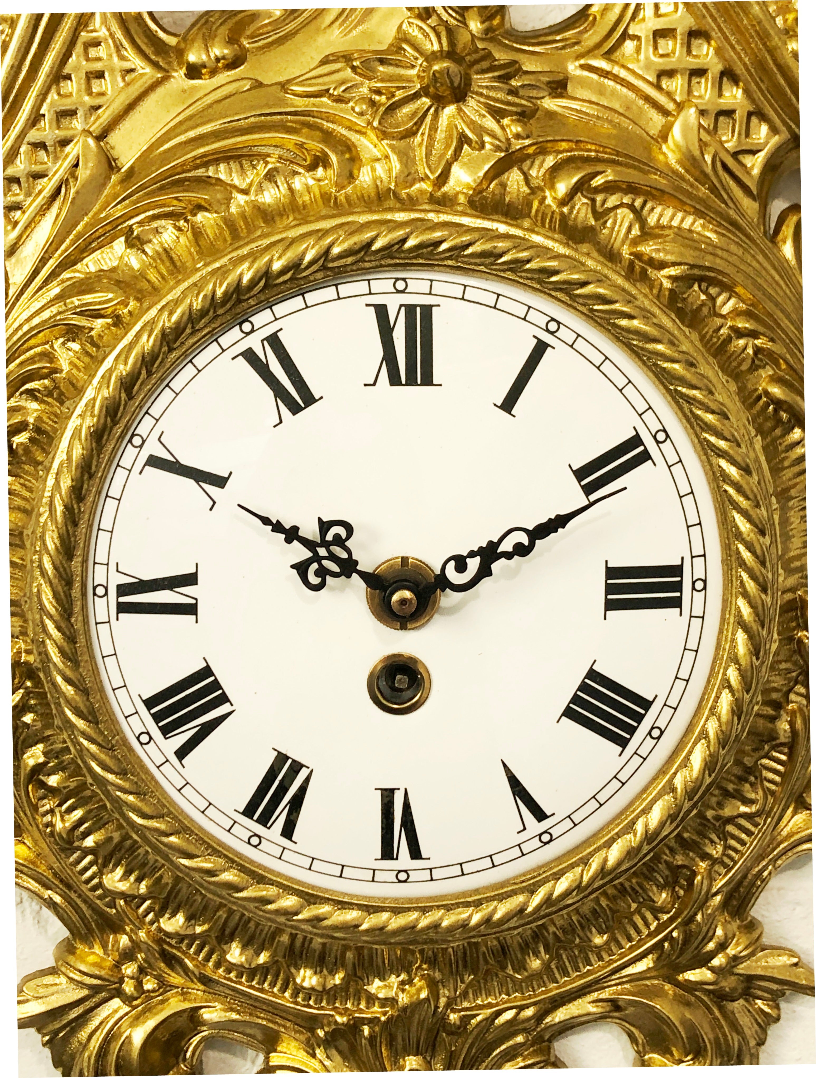 Vintage Original Ornate Figural Gold GERMAN Wall Clock | eXibit collection