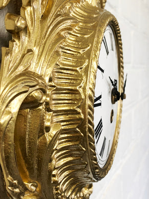 Vintage Original Ornate Figural Gold GERMAN Wall Clock | eXibit collection