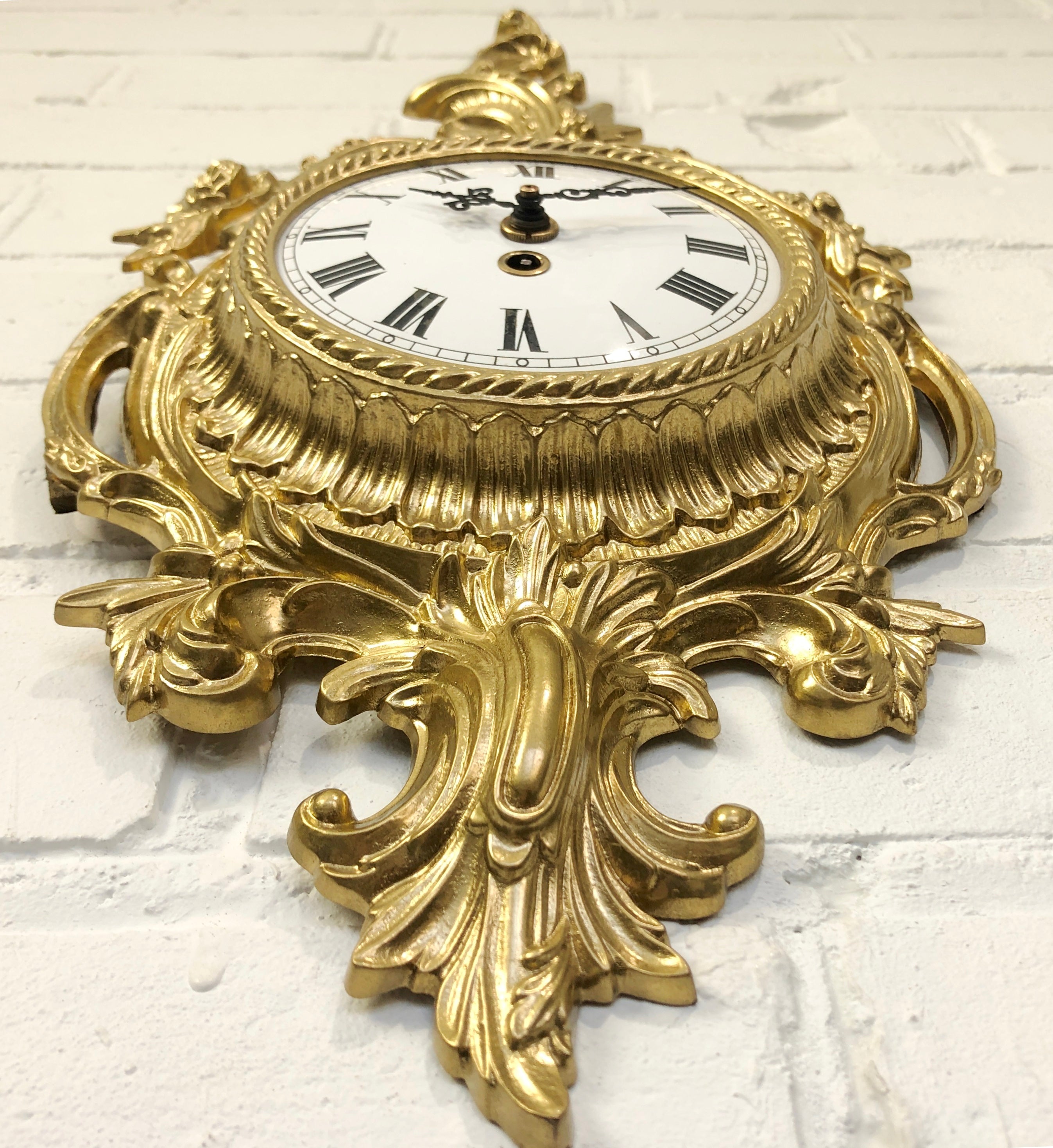 Vintage Original Ornate Figural Gold GERMAN Wall Clock | Adelaide Clocks