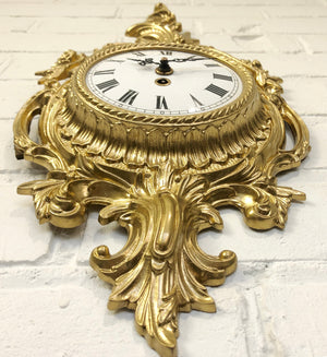 Vintage Original Ornate Figural Gold GERMAN Wall Clock | eXibit collection